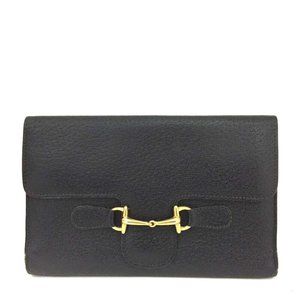 Unique Vintage Gucci RARE Black Leather Clutch Style Purse or XL Wallet